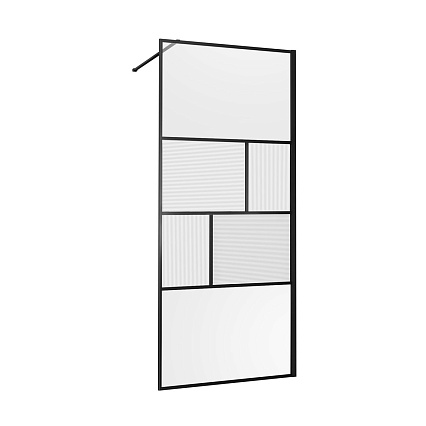 Душевая перегородка Vincea Walk-In VSW-1HC120CFB 120x200 черный матовый, рифленое