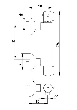 Смеситель для душа E.C.A. Thermostatic 102102341EX термостат