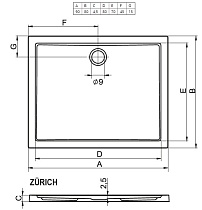 Поддон для душа Riho Zürich 270 90x80