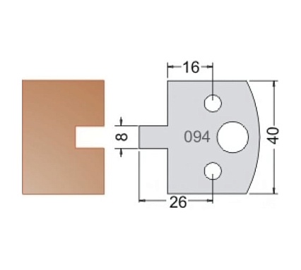 Нож мультисистема HSS шип-паз 8 мм профиль 40x20x4 мм Dimar 3309440
