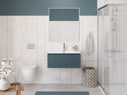Тумба с раковиной BelBagno Uno 80 см 1 ящик, Голубой матовый