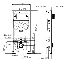 Инсталляция для унитаза WasserKRAFT Aller 10TLT.010.ME.BN01 с клавишей, никель