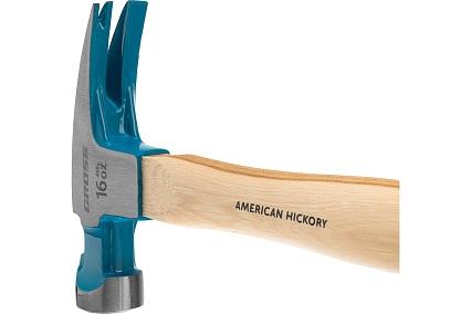 Молоток-гвоздодер Gross American hickory 450г, угол 75, магнит, обрезиненная рукоятка 10418