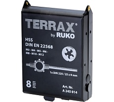 Набор плашек Terrax by RUKO 8шт M3-M12 HSS, A245014