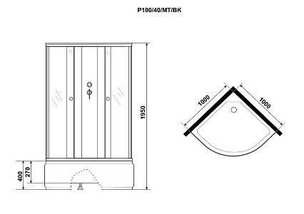 Душевая кабина Niagara Promo P100/40/MT/BK 100x100 стекло матовое, без крыши и г/м
