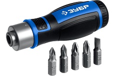 Реверсивная отвертка с насадками Зубр 6 предметов 25171