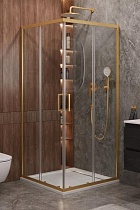 Душевой уголок Cezares MOLVENO-A-2-90-C-BORO-IV 90x90 прозрачный, брашированное золото