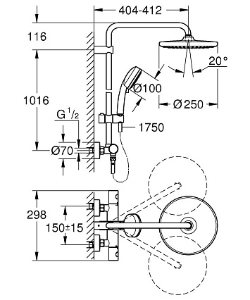 Душевая стойка Grohe Tempesta Cosmopolitan 250 26670000 термостат