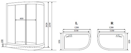 Душевая кабина Timo Comfort T-8802L 120x85, c г/м, прозрачные стекла (Clean Glass), хром, L