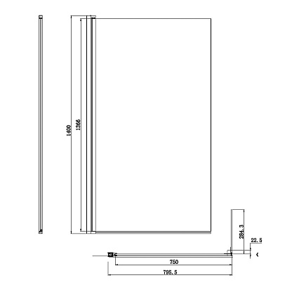 Шторка для ванны Damixa Skyline DX35WBS-D080-140MT 80x140 хром, прозрачное