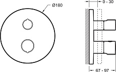 Смеситель для ванны Jacob Delafon Modulo E75390-CP внешняя часть, термостат