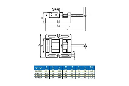 Станочные тиски для сверлильных станков 125мм Griff Q19A b241503