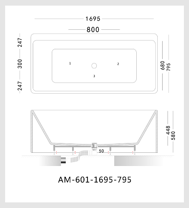 Акриловая ванна Art&Max AM-601-1795-795 179.5x79.5