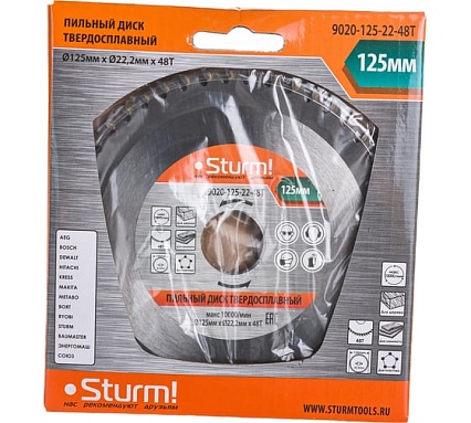 Диск пильный по дереву (125х22 мм; 48T) Sturm 9020-125-22-48T
