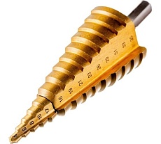 Сверло ступенчатое 2-х модульное Профессионал (4-35 мм; 14 ступеней; Р6М5; TIN) по сталям и цветным металлам Зубр 29673-4-35