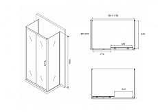 Душевой уголок Abber Schwarzer Diamant AG30170B-S90B-S90B 170x90 профиль черный (пристенный)