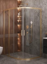 Душевой уголок Cezares MOLVENO-RH-2-120/100-C-BORO-IV 120x100 прозрачный, брашированное золото