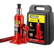 Гидравлический бутылочный домкрат Stayer RED FORCE, 6т, 216-413 мм, в кейсе, 43160-6-K 43160-6-K_z01