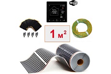 Плёночный электрический тёплый пол ТеплоСофт 1м.кв. с умным черным wi-fi терморегулятором плёнка 1м.кв./М2/черный