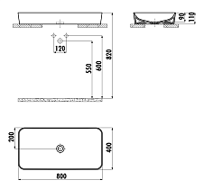 Раковина Creavit Ultra UL080-00CB00E-0000 80 см белый глянцевый