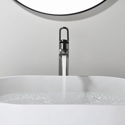 Смеситель для раковины Black&White Gravity GF-7209-GM оружейная сталь