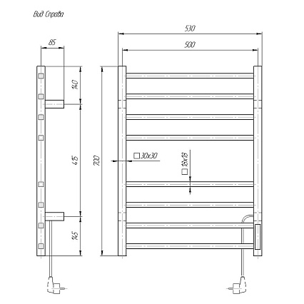 Полотенцесушитель электрический Domoterm Квадро DMT 109-S П8 50x70 TBOX EK с таймером, хром