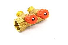 Коллектор с регулирующими вентилями Damento Clima под 45, 3/4&quot;x1/2&quot;, на 2 выхода 016246