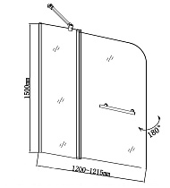 Шторка для ванны Aquanet SG-1200 120x150, прозрачное стекло