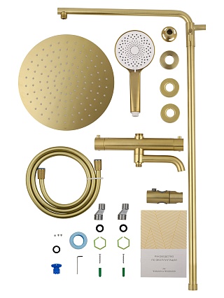 Душевая стойка Wonzon&Woghand Stick WW-88739903-BG термостат, брашированное золото