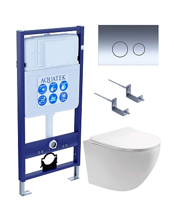 Подвесной унитаз SET Aquatek Европа-018 4в1, кнопка хром