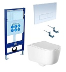 Подвесной унитаз SET Aquatek Лугано-013 4в1, кнопка белый