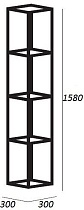 Полка металлическая Cezares Cadro 30x30x160, черный