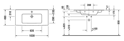 Раковина Duravit Me by Starck 103 см 2336100000