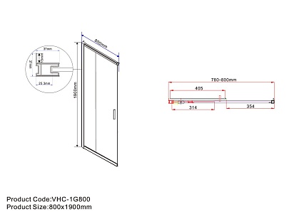 Душевой уголок Vincea Garda VSS-1G8011CLGM 110x80 вороненая сталь, прозрачный