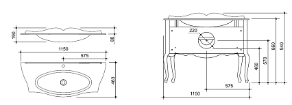 Тумба с раковиной Caprigo Bourget 120 см bianco antico