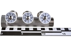Коллектор НВ 3/4 3х3/4EK Н 40мм никелированный с вентилями Uni-Fitt 402N3330