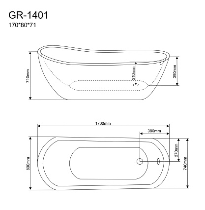 Акриловая ванна Grossman Galaxy GR-1401 170x80