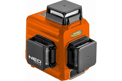 Лазерный уровень 3D Neo Tools 15 м, красный, самовыравнивание 4, магнитный держатель, кейс 75-104
