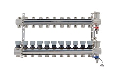 Коллекторная группа PROFACTOR латунь, с регулирующими клапанами, в сборе, 1х11 выходов 3/4 ЕК PF MB 804.11