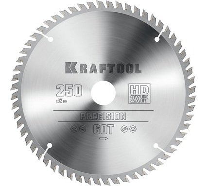 Диск пильный по дереву Kraftool Precission 250x32 мм, 60Т 36952-250-32