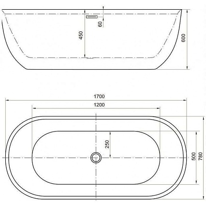 Акриловая ванна Aquanet Delight 170x78 см, 00208600