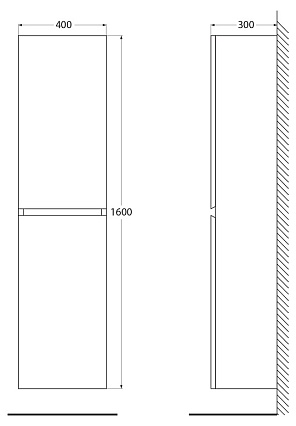 Шкаф пенал Cezares Molveno 40 см Noce Chiaro MOLVENO-1600-2A-SC-NC
