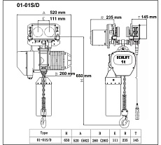 Передвижная цепная таль OCALIFT 01-01s 1 т, 9 м, 380 в OCA0101ST9m