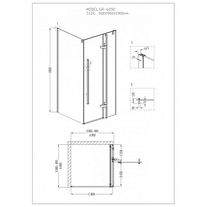 Душевой уголок Grossman Style GR-6090 90x90 квадратный