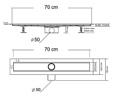 Душевой лоток Vincea Say Optima Blok SAY.601.70.B.M.S.BLOK 70 см, матовый черный