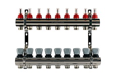 Коллекторная группа PROFACTOR латунь, с расходомерами 1х9 вых 3/4 ЕК PF MB 800.9