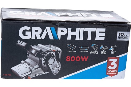 Ленточная шлифовальная машина Graphite 800 Вт, лента 75 x 457 мм 59G392