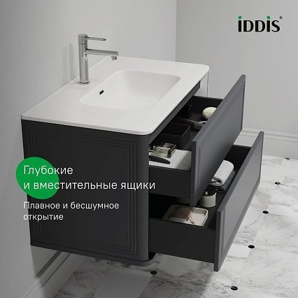 Тумба с раковиной Iddis Oxford Neo 80 см темно-серый матовый OXN80D0i95K