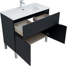 Мебель для ванной Aquanet Алвита New 90 см 1 ящик, 2 дверцы антрацит