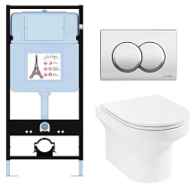 Подвесной унитаз Jacob Delafon Elite E21743RU-CP комплект 4в1, клавиша хром
